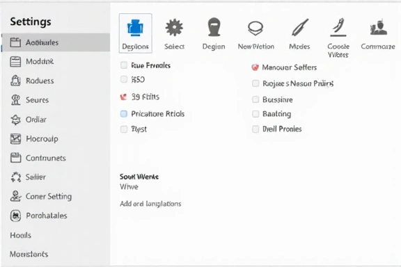 A personalized user interface with settings icons, representing functionality cookies.